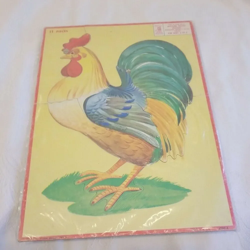 Vintage Milton Bradley Rooster Tray Puzzle Children 1995